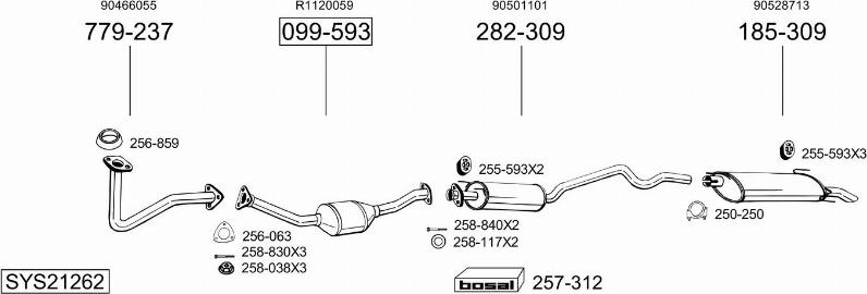 Bosal SYS21262 - Система випуску ОГ autocars.com.ua
