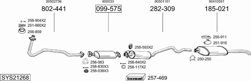 Bosal SYS21268 - Система випуску ОГ autocars.com.ua