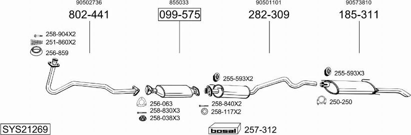 Bosal SYS21269 - Система випуску ОГ autocars.com.ua