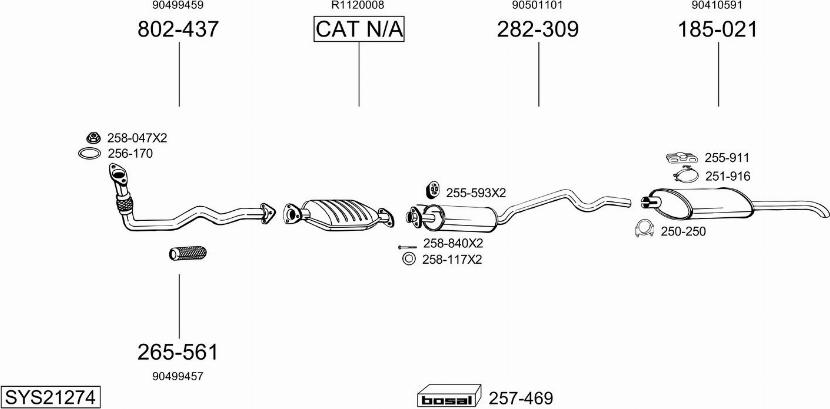 Bosal SYS21274 - Система випуску ОГ autocars.com.ua