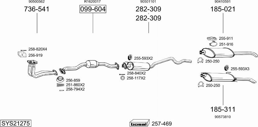 Bosal SYS21275 - Система випуску ОГ autocars.com.ua