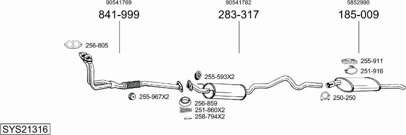 Bosal SYS21316 - Система випуску ОГ autocars.com.ua
