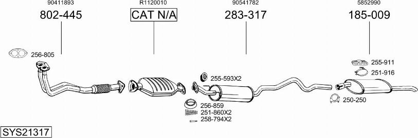 Bosal SYS21317 - Система випуску ОГ autocars.com.ua