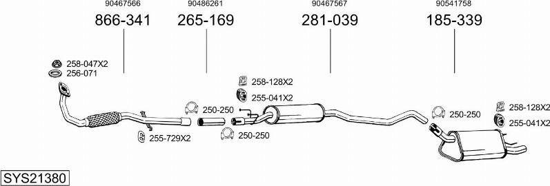 Bosal SYS21380 - Система випуску ОГ autocars.com.ua