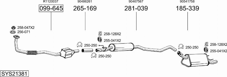 Bosal SYS21381 - Система випуску ОГ autocars.com.ua