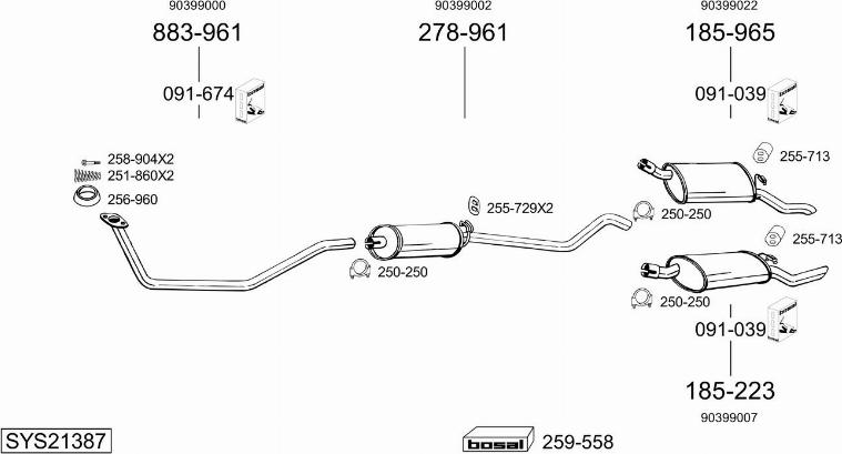 Bosal SYS21387 - Система випуску ОГ autocars.com.ua