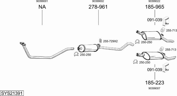 Bosal SYS21391 - Система випуску ОГ autocars.com.ua