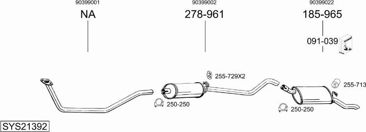 Bosal SYS21392 - Система випуску ОГ autocars.com.ua