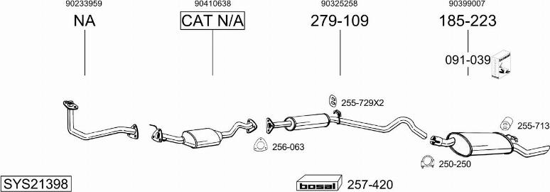 Bosal SYS21398 - Система випуску ОГ autocars.com.ua