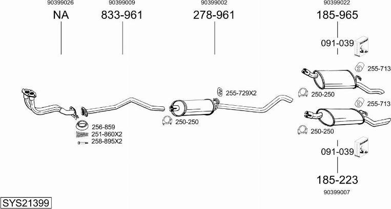 Bosal SYS21399 - Система випуску ОГ autocars.com.ua
