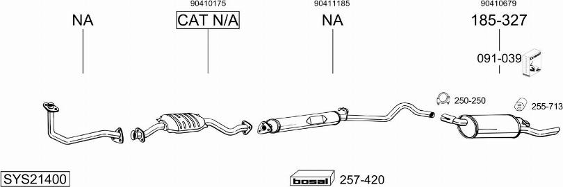 Bosal SYS21400 - Система випуску ОГ autocars.com.ua