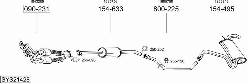 Bosal SYS21428 - Система випуску ОГ autocars.com.ua