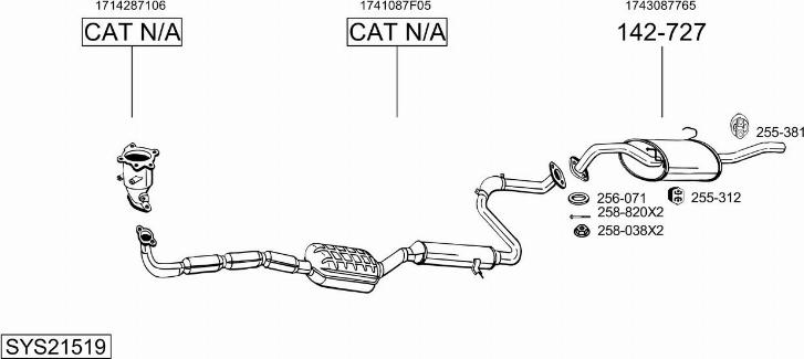 Bosal SYS21519 - Система випуску ОГ autocars.com.ua