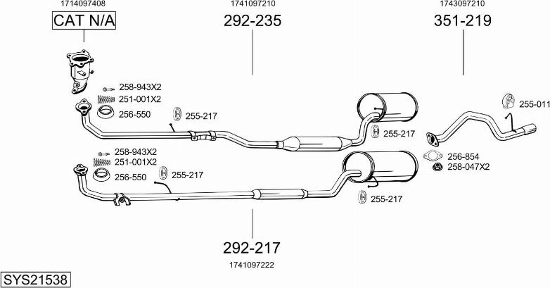 Bosal SYS21538 - Система випуску ОГ autocars.com.ua