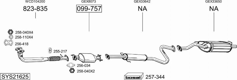 Bosal SYS21625 - Система випуску ОГ autocars.com.ua