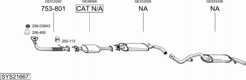 Bosal SYS21667 - Система випуску ОГ autocars.com.ua