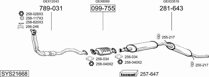Bosal SYS21668 - Система випуску ОГ autocars.com.ua