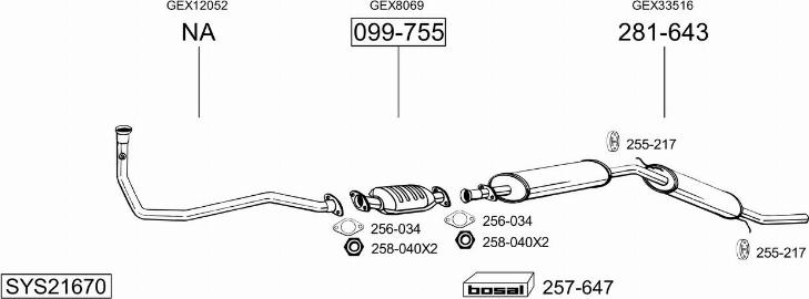 Bosal SYS21670 - Система випуску ОГ autocars.com.ua