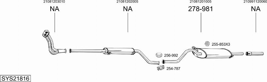 Bosal SYS21816 - Система випуску ОГ autocars.com.ua