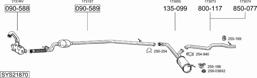 Bosal SYS21870 - Система випуску ОГ autocars.com.ua