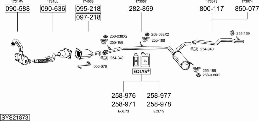 Bosal SYS21873 - Система випуску ОГ autocars.com.ua