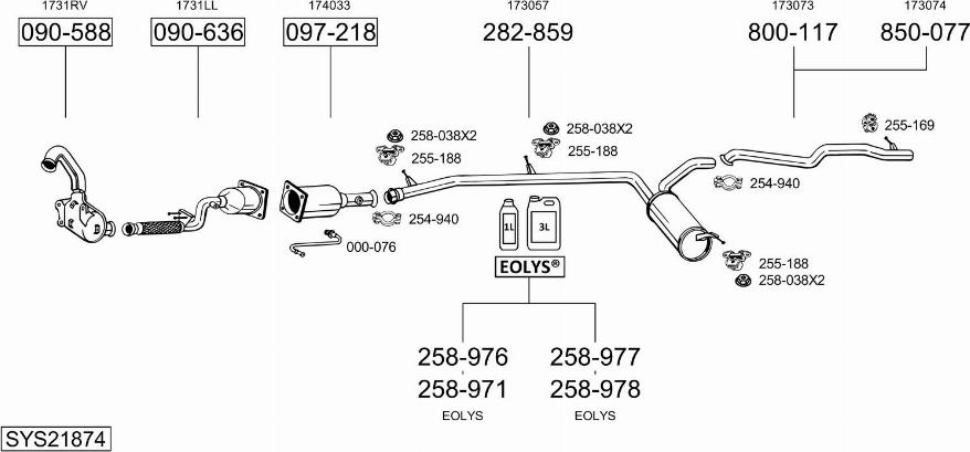 Bosal SYS21874 - Система випуску ОГ autocars.com.ua