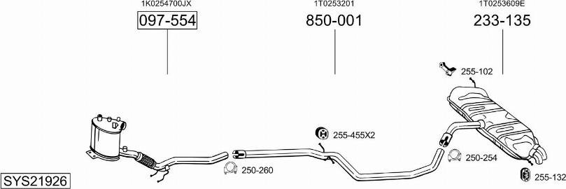 Bosal SYS21926 - Система випуску ОГ autocars.com.ua