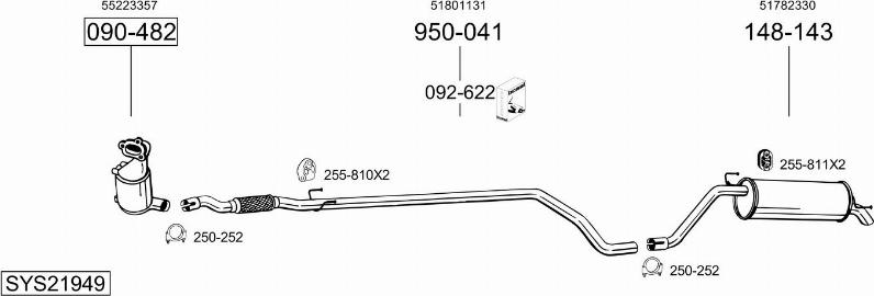 Bosal SYS21949 - Система випуску ОГ autocars.com.ua