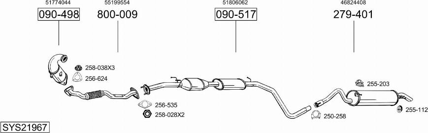 Bosal SYS21967 - Система випуску ОГ autocars.com.ua