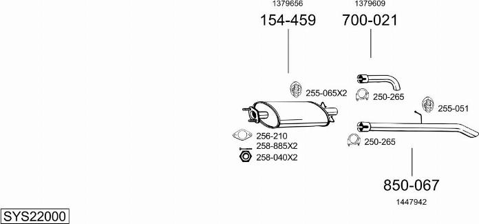 Bosal SYS22000 - Система випуску ОГ autocars.com.ua