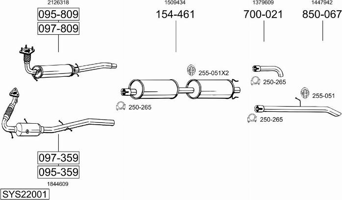 Bosal SYS22001 - Система випуску ОГ autocars.com.ua