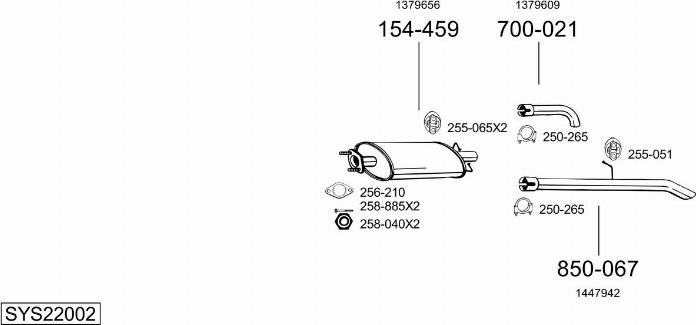 Bosal SYS22002 - Система выпуска ОГ avtokuzovplus.com.ua