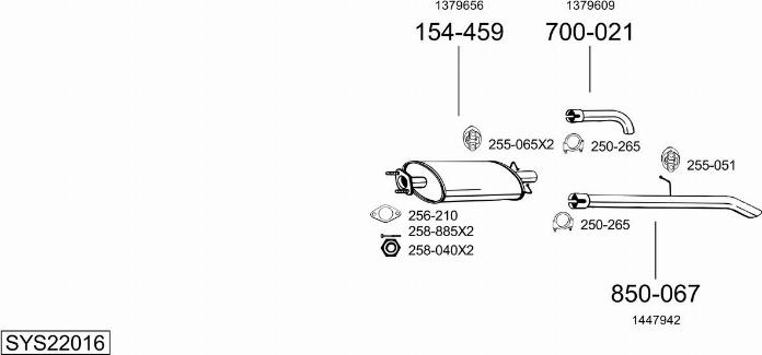 Bosal SYS22016 - Система випуску ОГ autocars.com.ua