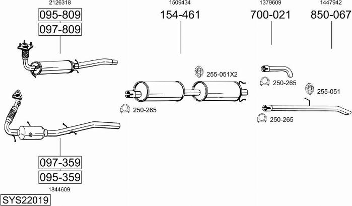 Bosal SYS22019 - Система випуску ОГ autocars.com.ua