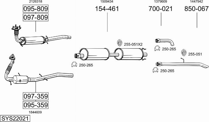 Bosal SYS22021 - Система випуску ОГ autocars.com.ua