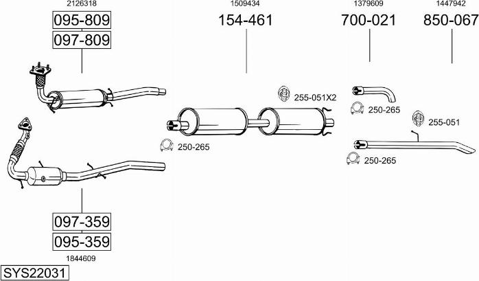 Bosal SYS22031 - Система випуску ОГ autocars.com.ua