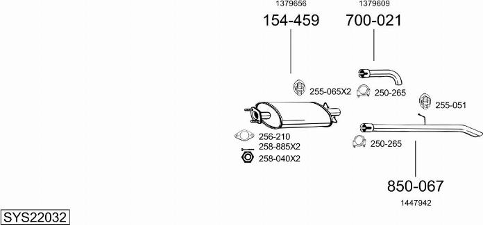 Bosal SYS22032 - Система випуску ОГ autocars.com.ua