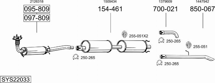 Bosal SYS22033 - Система випуску ОГ autocars.com.ua