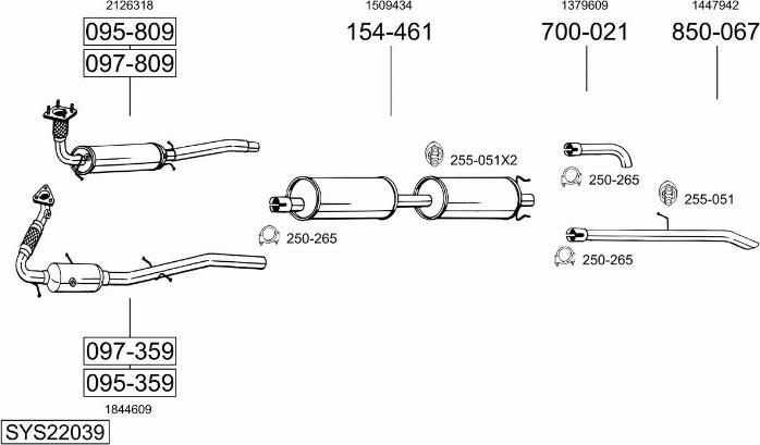 Bosal SYS22039 - Система випуску ОГ autocars.com.ua