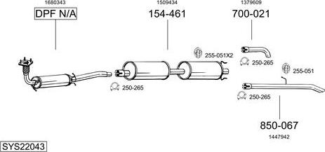 Bosal SYS22043 - Система випуску ОГ autocars.com.ua