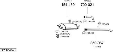 Bosal SYS22046 - Система выпуска ОГ avtokuzovplus.com.ua