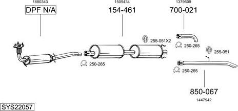 Bosal SYS22057 - Система випуску ОГ autocars.com.ua