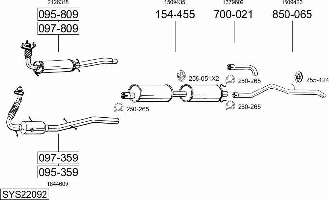 Bosal SYS22092 - Система випуску ОГ autocars.com.ua