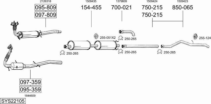 Bosal SYS22105 - Система випуску ОГ autocars.com.ua