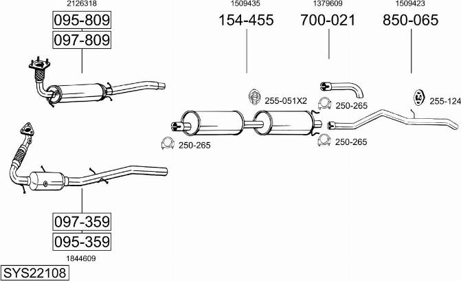 Bosal SYS22108 - Система випуску ОГ autocars.com.ua