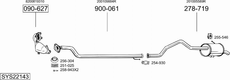 Bosal SYS22143 - Система випуску ОГ autocars.com.ua