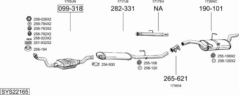 Bosal SYS22165 - Система випуску ОГ autocars.com.ua
