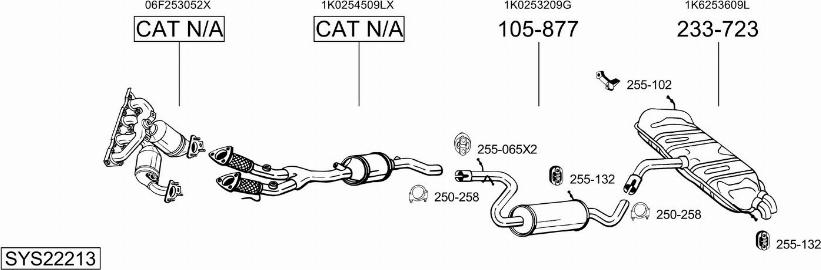 Bosal SYS22213 - Система випуску ОГ autocars.com.ua