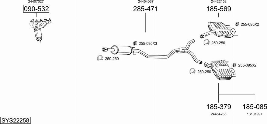 Bosal SYS22258 - Система випуску ОГ autocars.com.ua