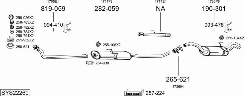 Bosal SYS22260 - Система випуску ОГ autocars.com.ua